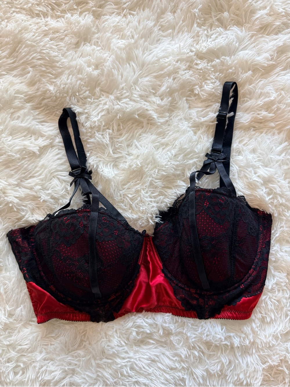torrid Red Satin & Black Lace Underwire Bra
